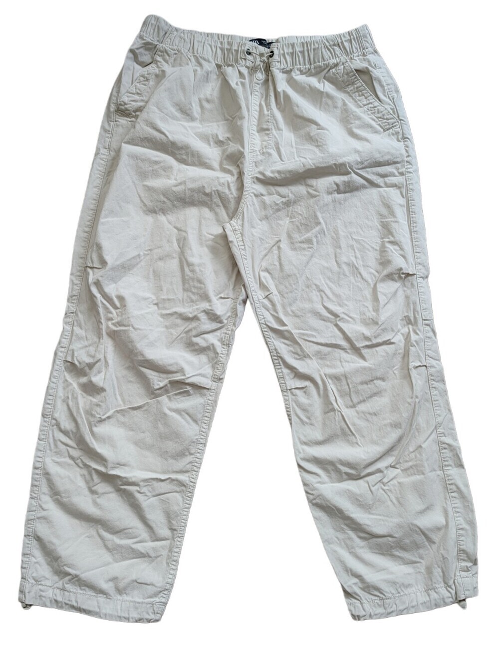 Zara DNWR Reformulate Mens Off White Cotton Parachute Utility Pants Size XL